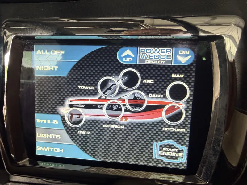 Slide: The Image of Touchscreen control of 2012 Malibu Wakesetter 23 LSV with various functions. - 22
