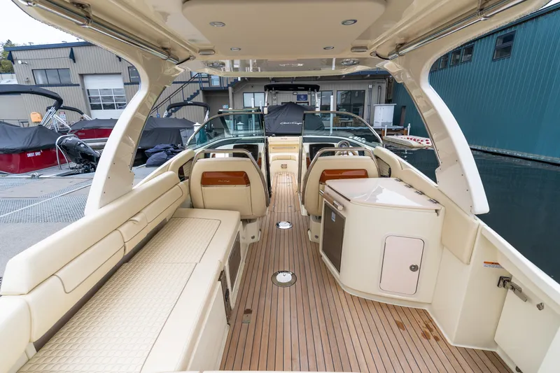 Slide: The Image of Luxurious 2025 Chris-Craft Launch 31 GT boat interior with elegant seating and modern amenities. - 16