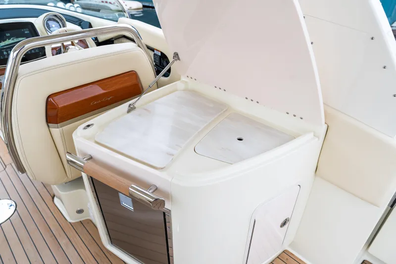 Slide: The Image of 2025 Chris-Craft Launch 31 GT interior with luxurious seating and sleek dashboard design. - 5