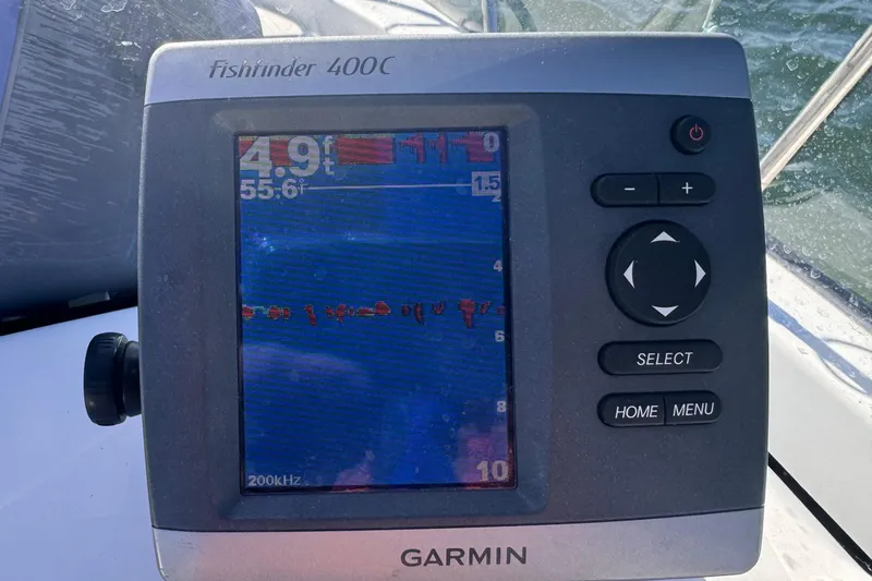 Slide: The Image of Garmin Fishfinder 400C display on 2009 Boston Whaler 150 Montauk boat. - 9