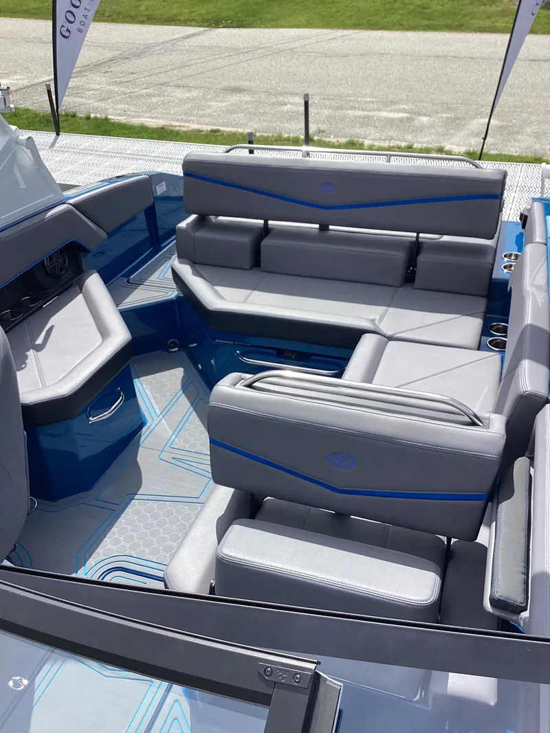 Slide: The Image of Interior of 2026 Cobalt R4 Surf with gray upholstery. - 8