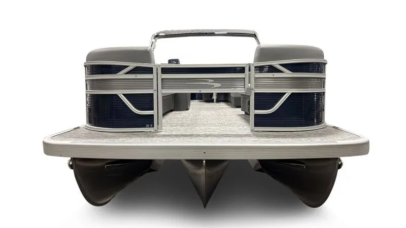 Slide: The Image of Bennington 20SL-SPS 2025 pontoon boat, front view, modern design. - 3