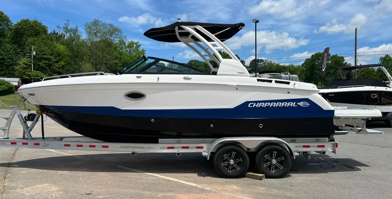 The Image of 2026 Chaparral SSX 6 boat on trailer outdoors. - 1