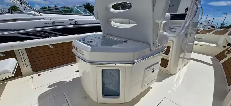Slide: The Image of 2024 Pathfinder 2400 Open boat interior with helm console. - 11