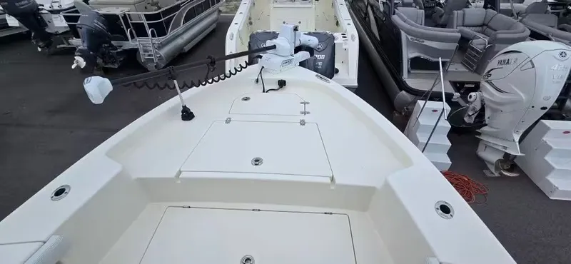 Slide: The Image of 2024 Pathfinder 2400 Open boat deck with motor view. - 19