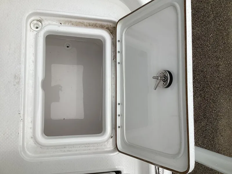 Slide: The Image of Blazer PureBay 2400 boat hatch with open lid, year 2026. - 26