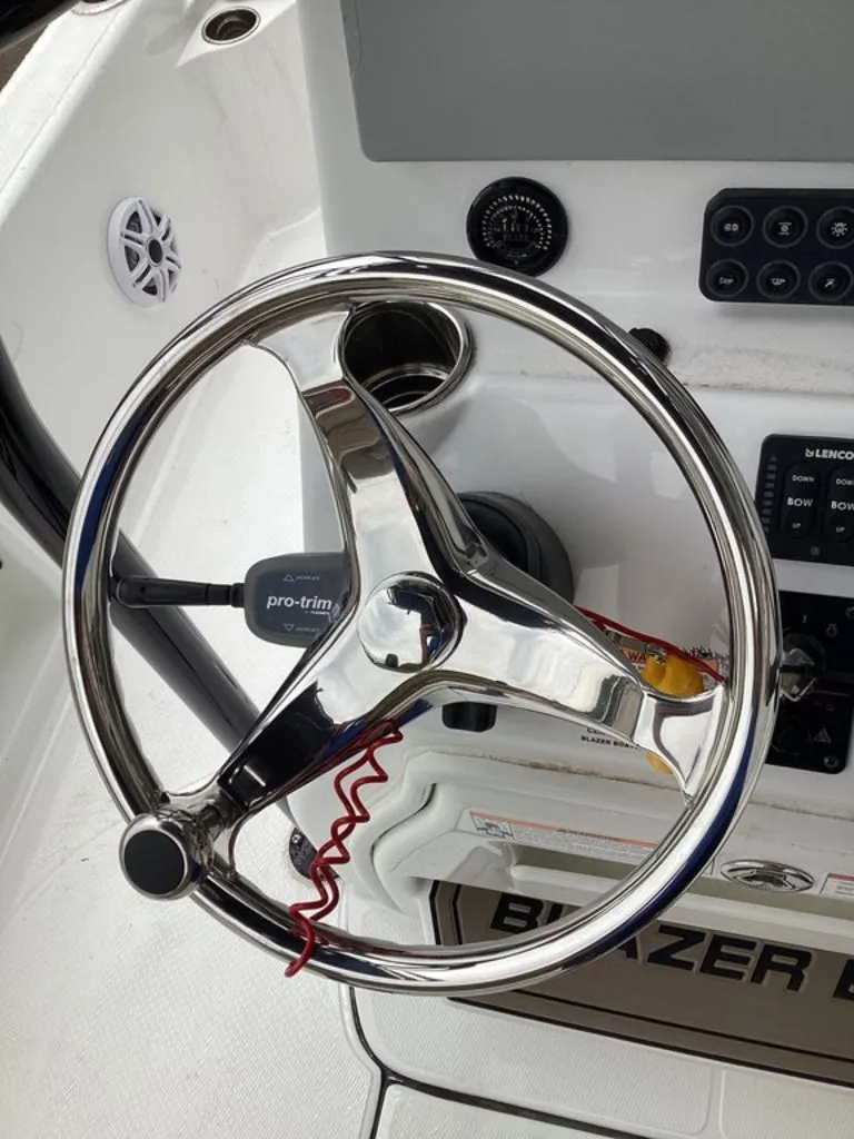 Slide: The Image of Steering console of Blazer PureBay 2400 boat, year 2026. - 38