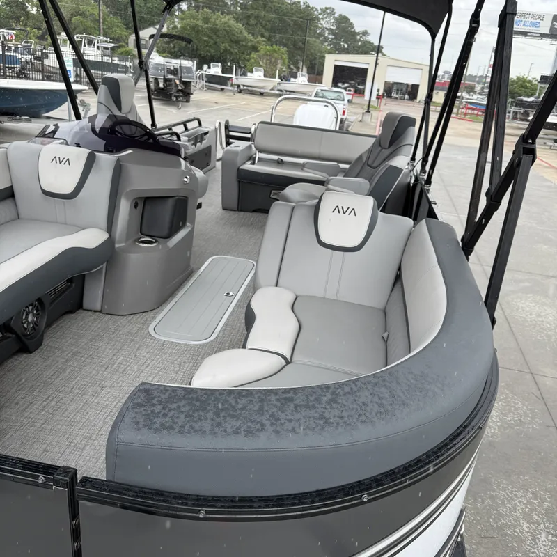 Slide: The Image of 2025 Avalon Catalina pontoon boat with versatile rear bench. - 9