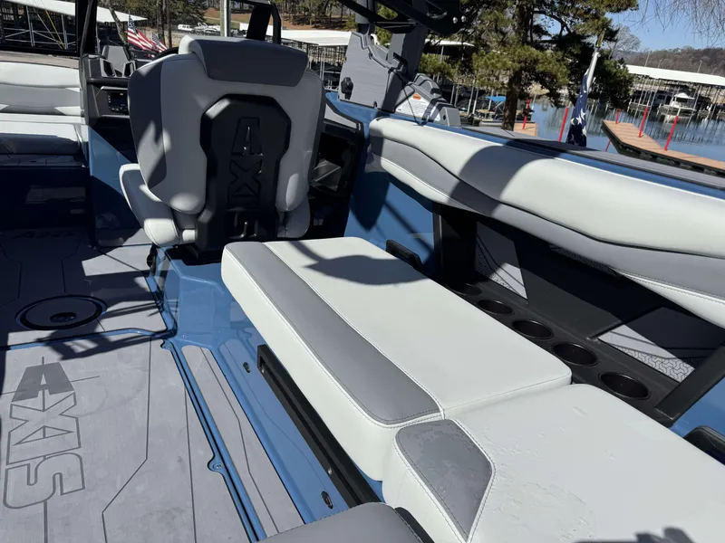 Slide: The Image of Interior of a 2026 Axis A225 boat with modern seating. - 15