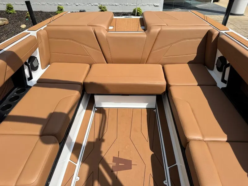 Slide: The Image of Luxurious brown leather seating in Axis T250 boat, model 2026. - 10