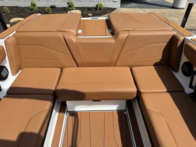 Slide: The Image of Brown leather seating in Axis T250 boat, 2026 model. - 21