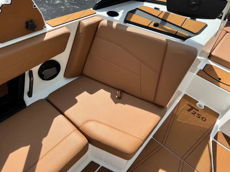 Slide: The Image of Brown leather seats in Axis T250 boat, 2026 model. - 22