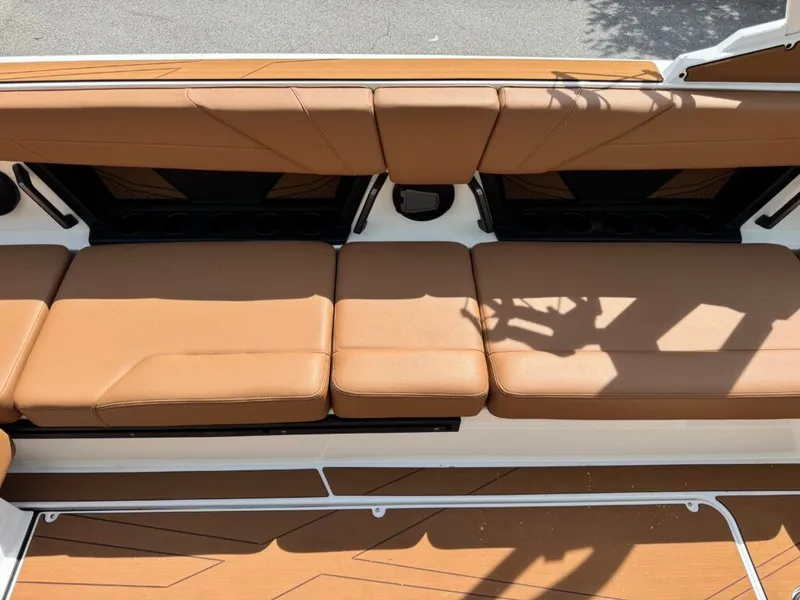 Slide: The Image of Brown leather seats on Axis T250 boat, model 2026. - 8