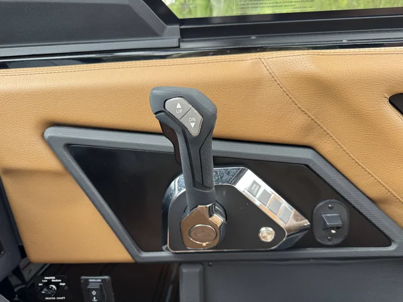 Slide: The Image of Interior view of 2026 Cobalt R6 Surf with control lever. - 12
