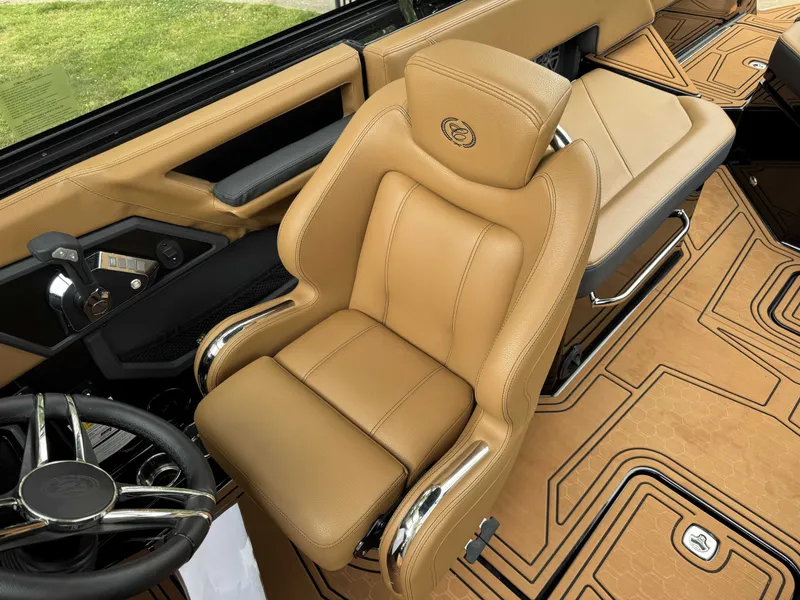 Slide: The Image of Luxurious interior of 2026 Cobalt R6 Surf with leather seating. - 13