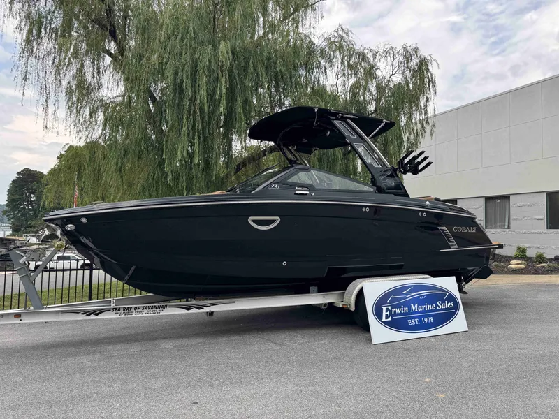Slide: The Image of 2026 Cobalt R6 Surf boat on trailer at Erwin Marine Sales. - 3