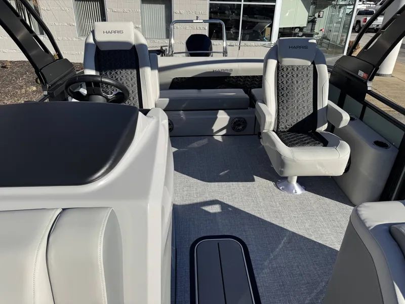 Slide: The Image of Interior of 2026 Harris Solstice 230 SLDH with luxurious seating. - 28