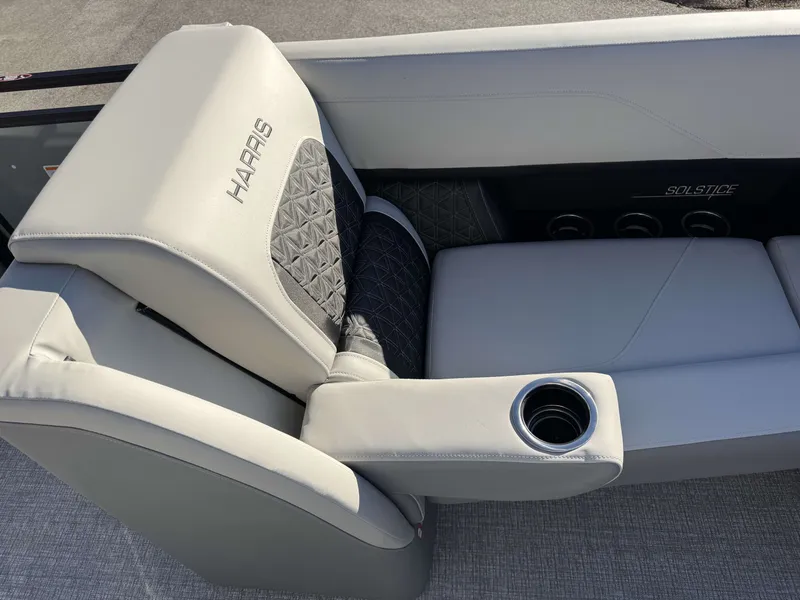 Slide: The Image of Luxurious seating in Harris Solstice 230 SLDH boat, model 2026. - 3