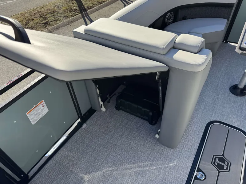 Slide: The Image of Interior of 2026 Harris Solstice 230 SLDH with storage compartment. - 31