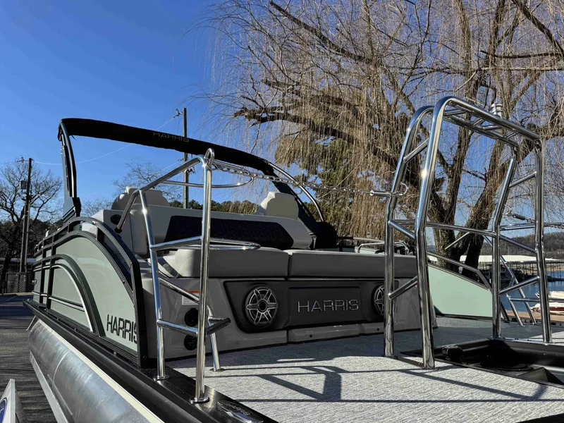 Slide: The Image of 2026 Harris Solstice 230 SLDH pontoon boat with sleek design. - 35
