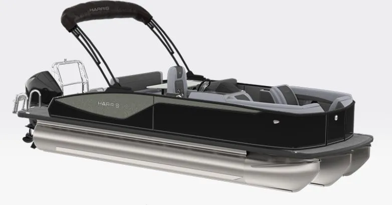 The Image of 2026 Harris Sunliner 230 pontoon boat in sleek black design. - 1