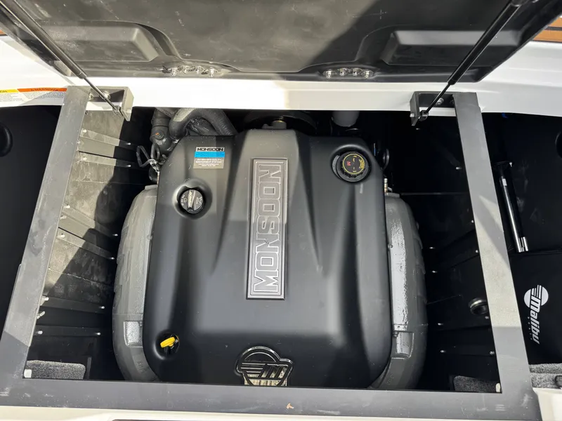 Slide: The Image of Engine compartment of 2026 Malibu Wakesetter 22 LSV with Monsoon engine. - 22