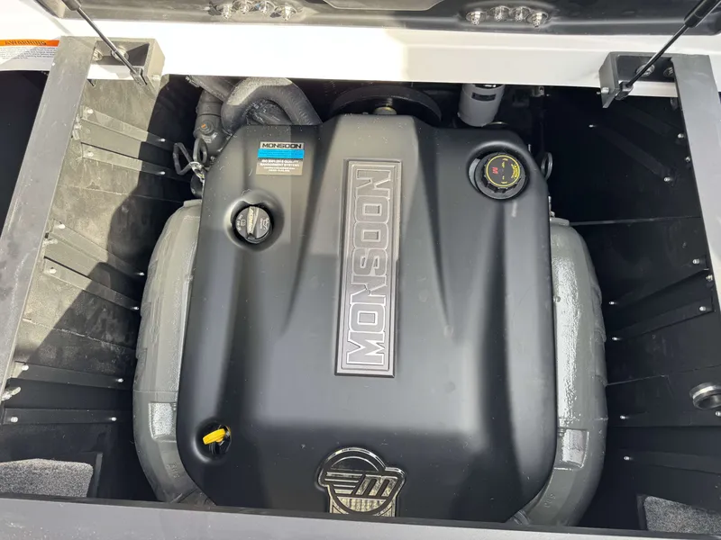 Slide: The Image of Engine compartment of 2026 Malibu Wakesetter 22 LSV with Monsoon engine. - 23