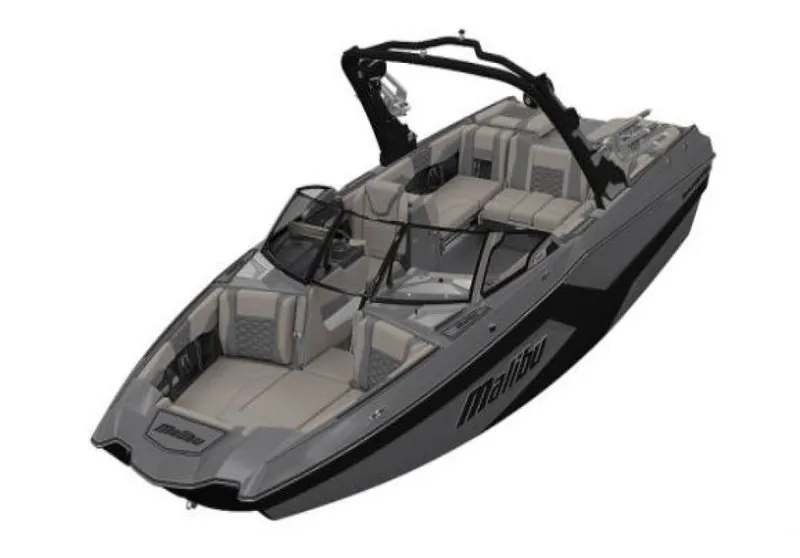Slide: The Image of 2026 Malibu Wakesetter 24 MXZ boat, sleek design, luxurious interior. - 3