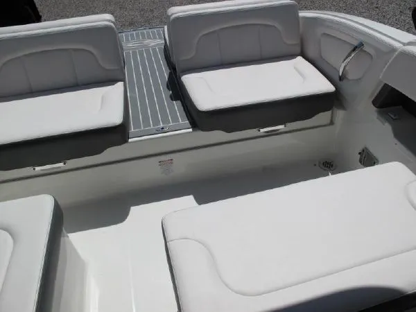 Slide: The Image of Interior of a new boat with white seating, model 2023. - 13