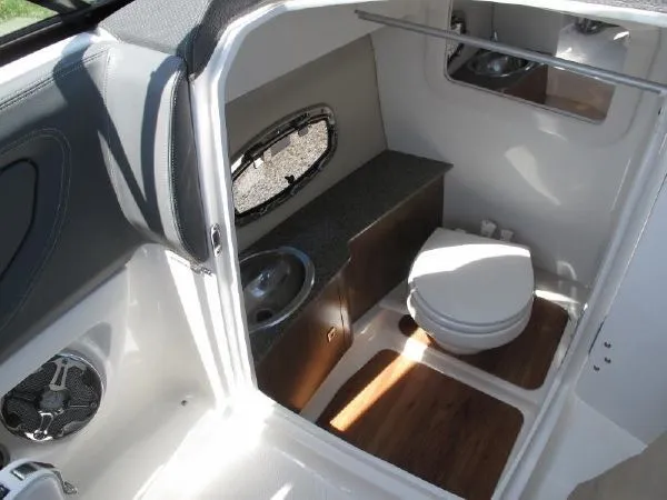 Slide: The Image of Interior of a modern boat cabin with toilet and sink, 2023 model. - 7