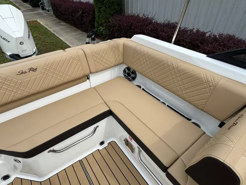 Slide: The Image of Luxurious seating in the 2026 Sea Ray SDO 230 boat. - 11