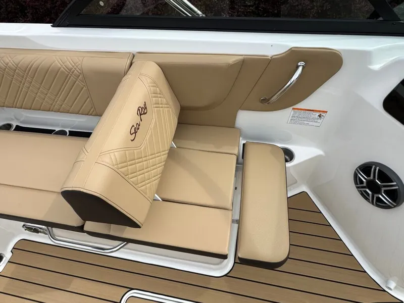 Slide: The Image of Interior of Sea Ray SDO 230 boat, beige upholstery, 2026 model. - 12