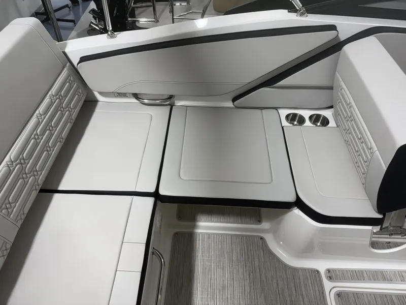 Slide: The Image of Interior of 2026 Sea Ray SPO210 boat with sleek seating. - 6