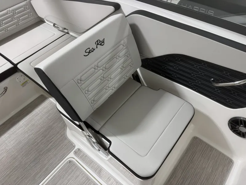 Slide: The Image of Interior of Sea Ray SPO210 boat, seating area, 2026 model. - 8