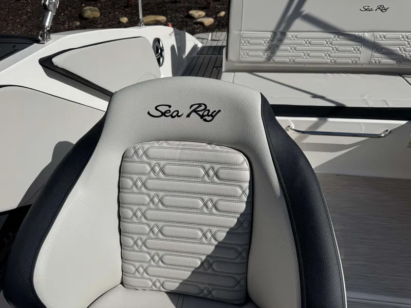 Slide: The Image of 2026 Sea Ray SPO210 boat seat with embroidered logo. - 18