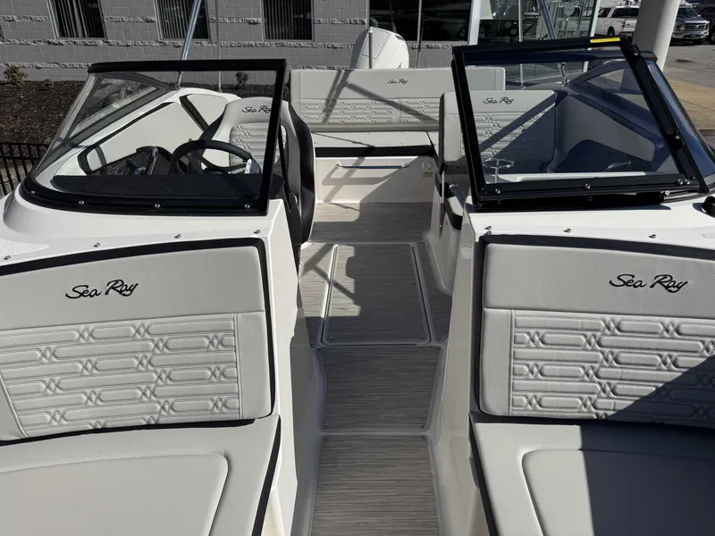 Slide: The Image of Interior of 2026 Sea Ray SPO210 boat with stylish seating. - 34