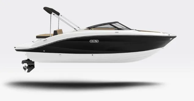 The Image of 2026 Sea Ray SPX 210 boat, black and white design, side view. - 1