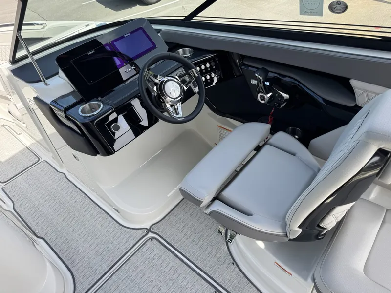 Slide: The Image of Interior of 2026 Sea Ray SXO260 with modern helm station. - 20
