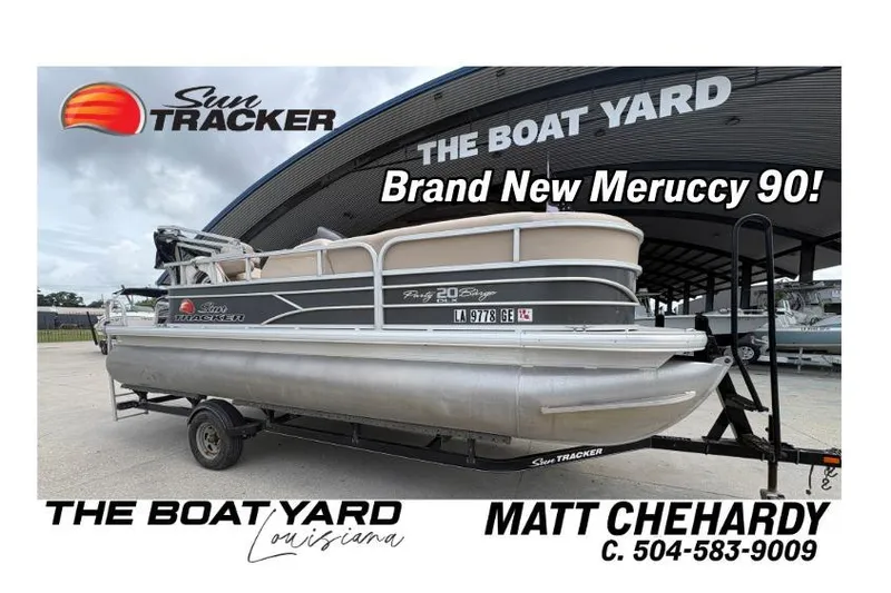 The Image of 2016 Sun Tracker Party Barge 20 DLX with new Merucury 90, at The Boat Yard Louisiana. - 1