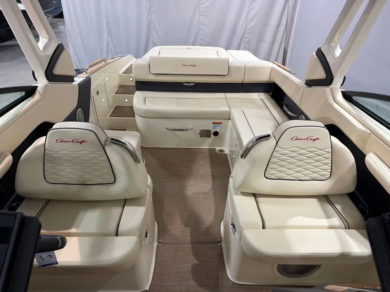 Slide: The Image of Interior of 2026 Chris-Craft Sportster 28 with luxurious seating. - 12