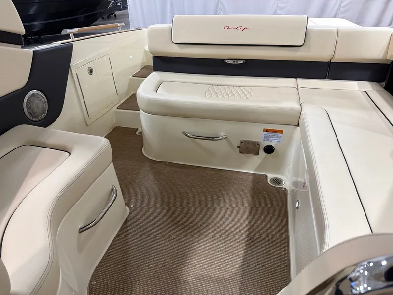 Slide: The Image of Interior of 2026 Chris-Craft Sportster 28 with luxurious seating. - 13