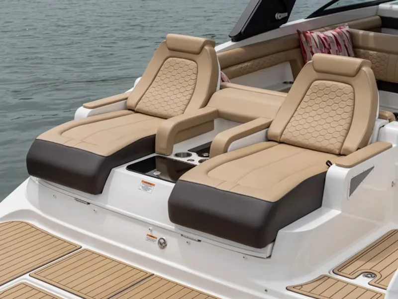 Slide: The Image of Luxurious lounge seats on Sea Ray SDX 290 boat, 2025 model. - 3