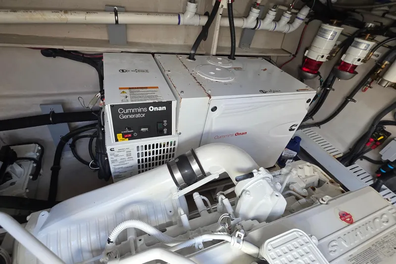 Slide: The Image of Engine room of 2018 Sea Ray Sundancer 510 with Cummins Onan generator. - 35