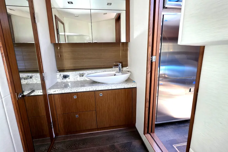 Slide: The Image of Luxurious bathroom interior of 2018 Sea Ray Sundancer 510 yacht with modern fixtures. - 50