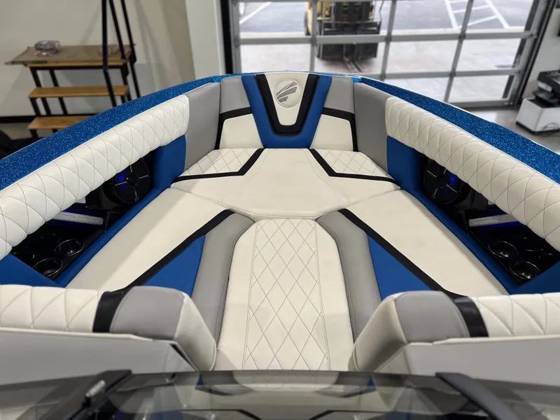 Slide: The Image of Interior of 2021 Tigé 25ZX with luxurious upholstery. - 25