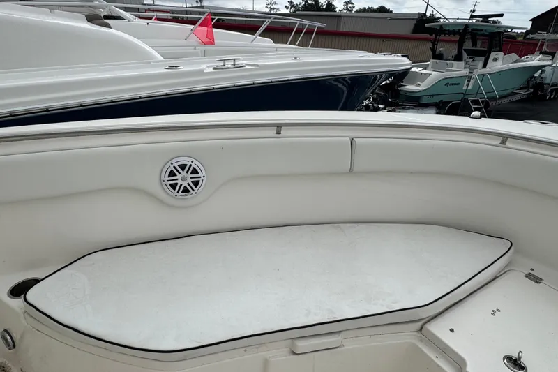 Slide: The Image of 2007 Robalo R300 Center Console boat interior with seating and speaker detail. - 16