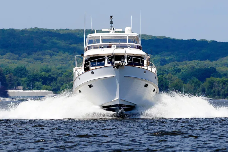 Slide: The Image of 2007 Grand Banks 59 Aleutian RP yacht cruising on a scenic waterway. - 106