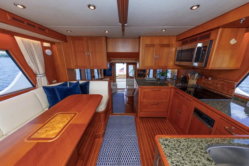 Slide: The Image of Luxurious interior of 2007 Grand Banks 59 Aleutian RP yacht with elegant wood finishes. - 43