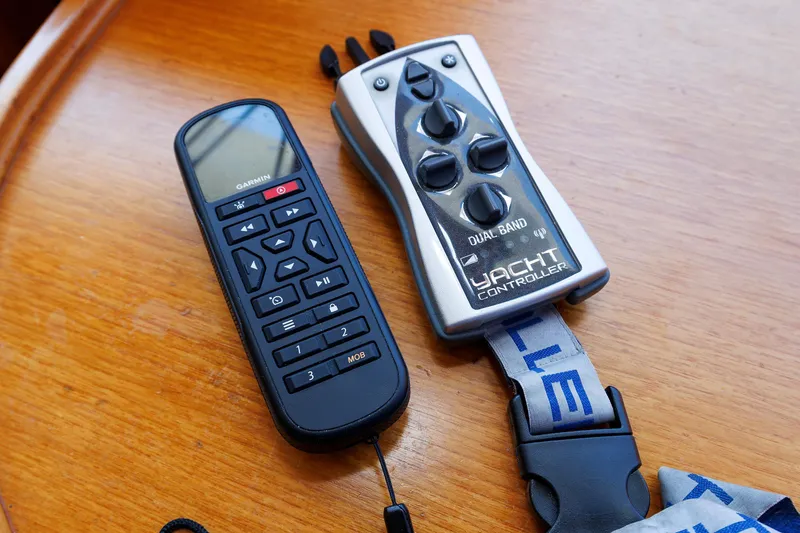 Slide: The Image of Remote controls for Garmin and yacht systems on a Grand Banks 59 Aleutian RP, 2007 model. - 49
