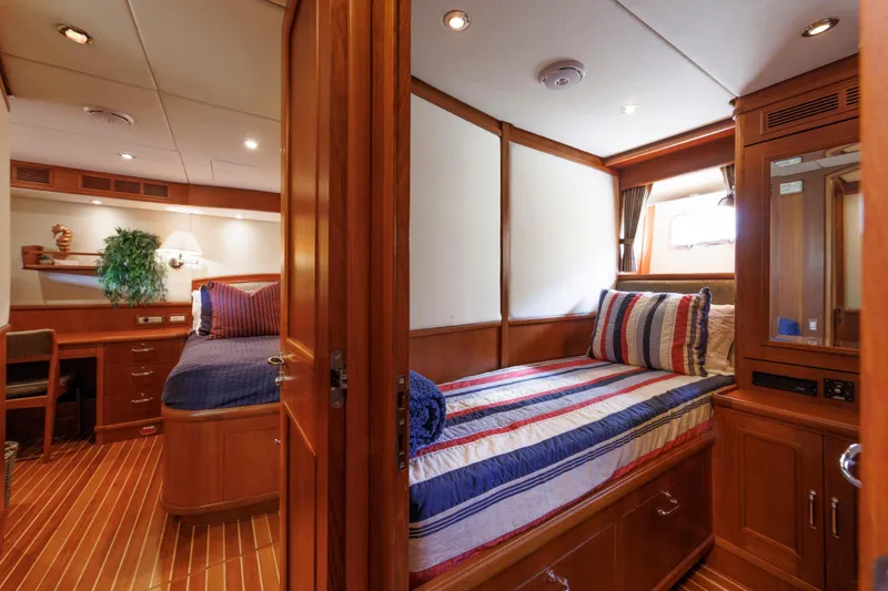 Slide: The Image of Luxurious 2007 Grand Banks 59 Aleutian RP yacht cabin with elegant wood finishes. - 54